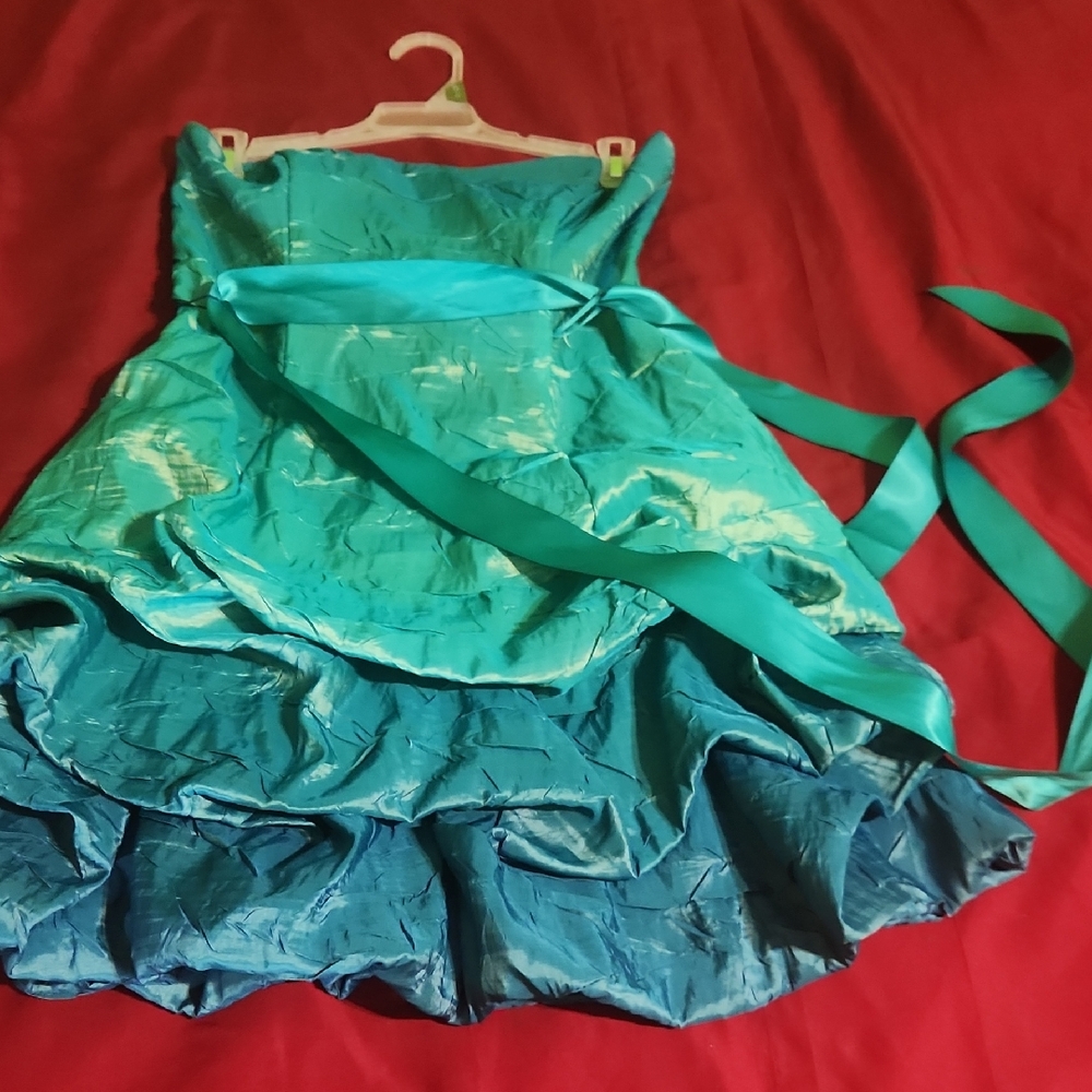 Sequin Hearts Strapless Turquoise Dress